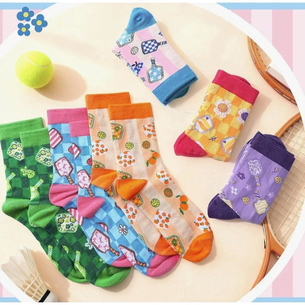 Glitopper 6 Pairs Dinkball Socks for Women Men Pickle Ball Lovers Silky Socks
